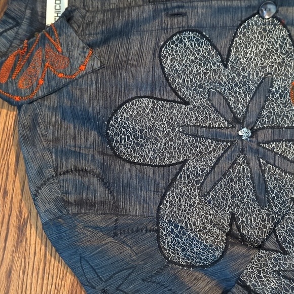 Pure Silk Witchy Whimsigoth Floral Beaded Embroidered Artsy Blouse/Jacket Sz M - Picture 7 of 10